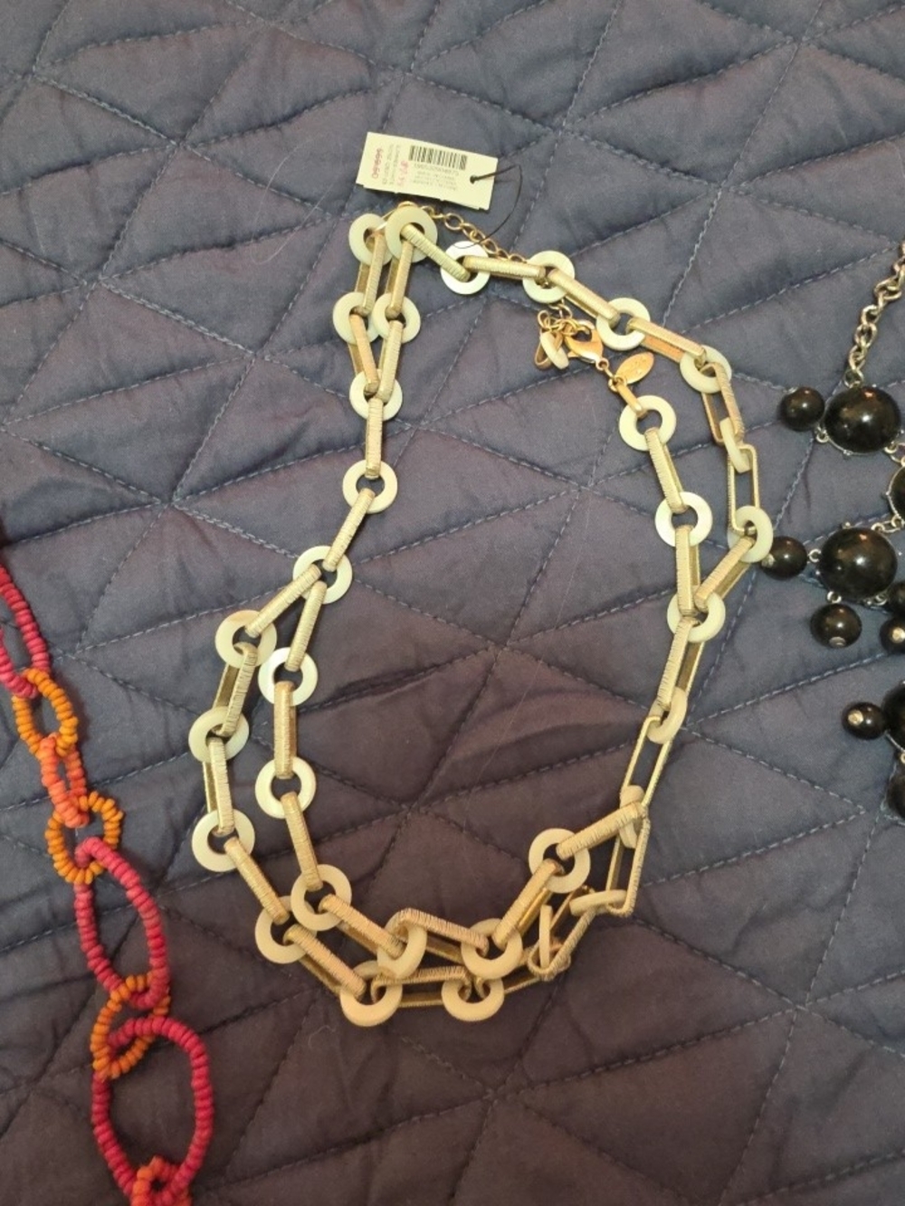 Chico's Cream and Gold Mixed-Link Necklace & 2 Free Preowned Necklaces